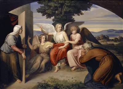 The Angels With Abraham by Bernhard von Neher the younger, 1830-1832 — digital art print download