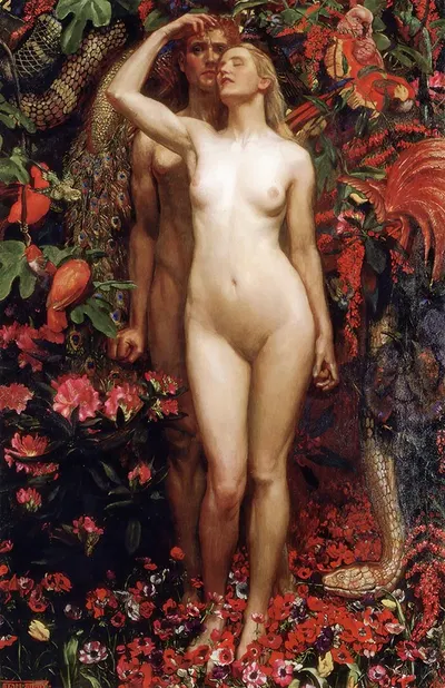 The Woman, The Man And The Serpent by Бьям Шоу, 1911 — digital art print download