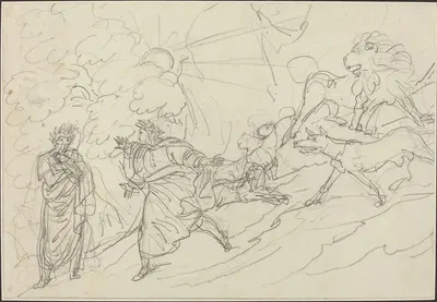 Dante Flees the Wild Beasts and Meets Virgil by Бартоломео Пинелли, 1824 — digital art print download
