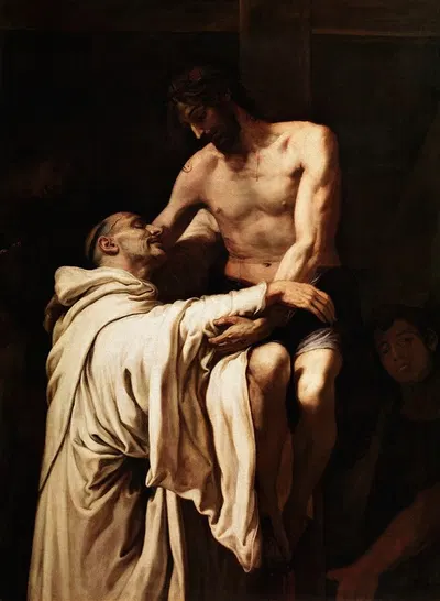 St. Bernard Embraces Christ by Франсиско Рибальта — digital art print download