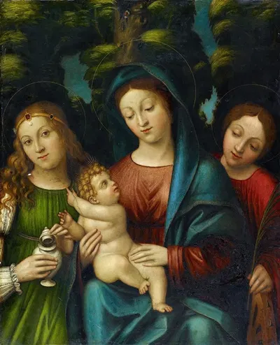 The Virgin With Child And The Saints Magdalene And Catherine by Giovanni Francesco Caroto — digital art print download