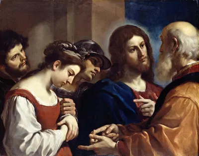 The Woman Taken In Adultery by Guercino — digital art print download