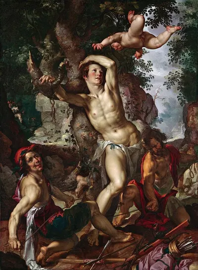 The Martyrdom Of Saint Sebastian by Иоахим Втеваль — digital art print download