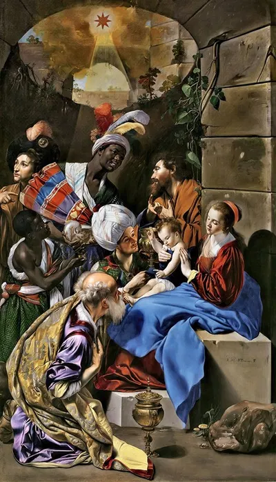 La Adoración De Los Reyes Magos by Хуан Баутиста Майно, 1612 - 1614 — digital art print download