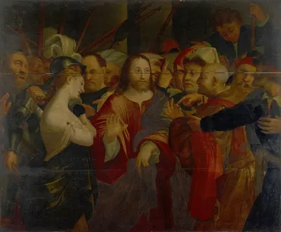 Christ And The Adulteress by Lorenzo Lotto — digital art print download
