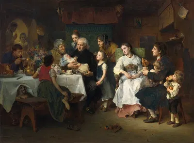 Die Taufe (The Christening) by Ludwig Knaus, 1860 — digital art print download