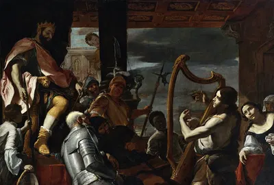 David Playing The Harp Before Saul by Маттиа Прети — digital art print download