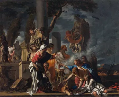 King Solomon Sacrificing To The Idols by Sébastien Bourdon — digital art print download