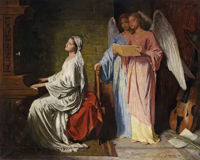 St. Cecilia Suona L'organo by Симон Глюклих, 1886 — digital art print download