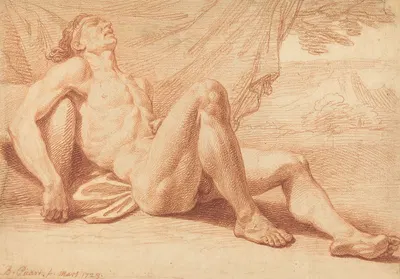 A Reclining Male Nude by Бернар Пикара, 1723 — digital art print download