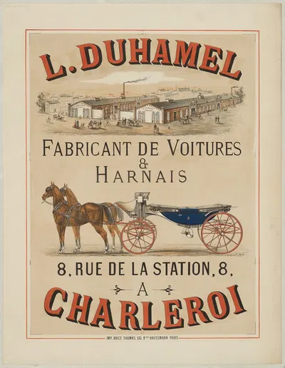 L. Duhamel. Fabricant de voitures & harnais by Imp. Brice Thomas, 1876 — digital art print download