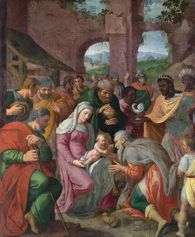 The Adoration of the Magi by Антверпенская школа — digital art print download