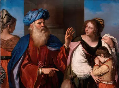 Abraham Casting out Hagar and Ishmael by Guercino, 1657 — digital art print download