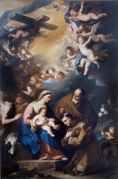 The Holy Family Venerated By St. Anthony of Padua by Luca Giordano, 1664 — digital art print download