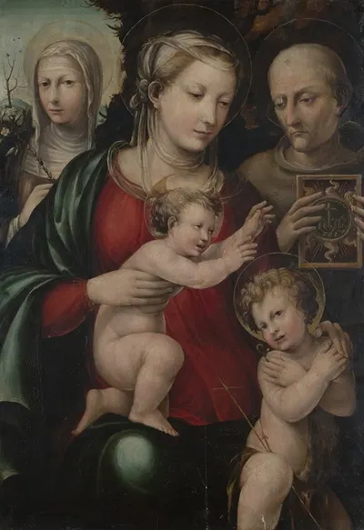 Virgin and Child with Saints John, Catherine and Bernardino of Siena by Bartolomeo Neroni — digital art print download