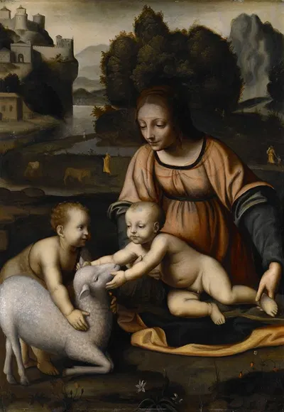 Madonna And Child With St. John The Baptist And The Lamb by Бернардино Луни, 1520 — digital art print download