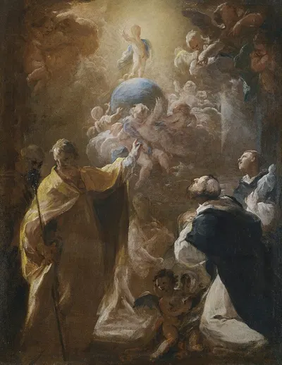 The Infant Christ In Glory With Saints Dominic And nicholas by Corrado Giaquinto — digital art print download
