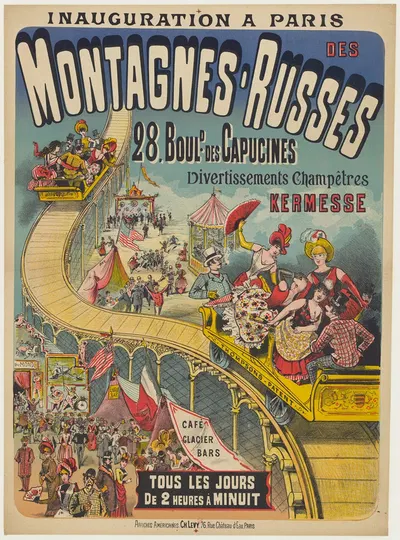 Inauguration à Paris des Montagnes-Russes, 28 boulevard des Capucines by Imp. Charles Lévy, 1888 — digital art print download
