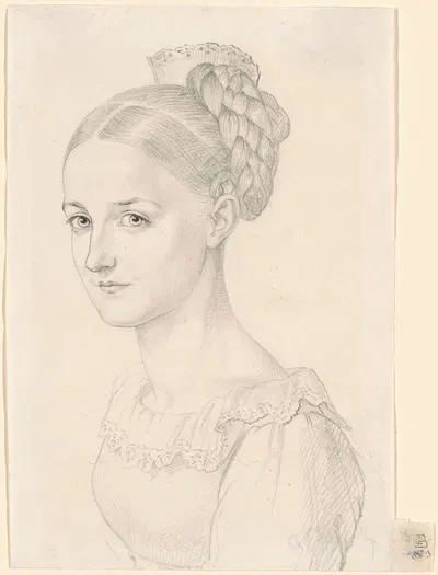 A Young Woman with an Elaborate Hairdo by Carl Barth, 1823 — digital art print download