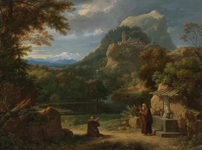 Saint Anthony Of Padua introducing Two Novices To Friars In A Mountainous Landscape by Франсуа Ксавье Фабр, 1815 — digital…