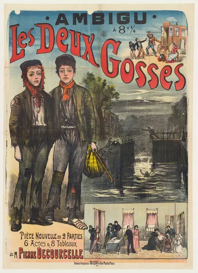 Théâtre de l'Ambigu… Les deux gosses by Imp. Charles Lévy, 1896 — digital art print download