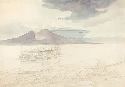 Panoramic Views of Vesuvius and Monte Pellegrino by Carl Rottmann, 1827 — digital art print download
