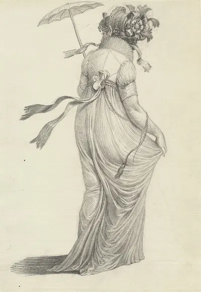 A Fashionable Young Woman Seen from Behind by Carl Wilhelm Kolbe the elder, 1800-1803 — digital art print download