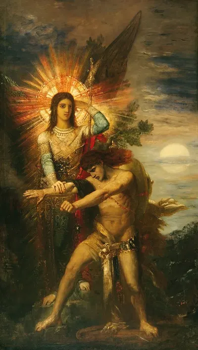 Jacob And The Angel by Гюстав Моро, 1874-1878 — digital art print download