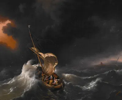 Christ In The Storm On The Sea Of Galilee by Последователь Людольфа Бахёйзена, 1695 — digital art print download