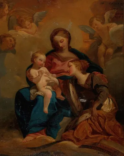 The Mystical Marriage Of Saint Catherine by Нильс Якоб Ольссон Бломмер, 1850 — digital art print download
