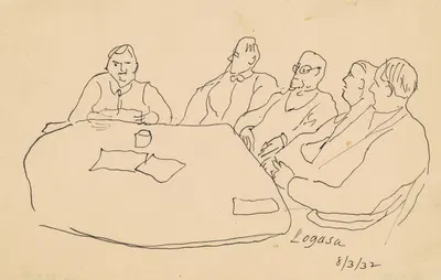 Men at a Table by Charles Logasa, 1932 — digital art print download