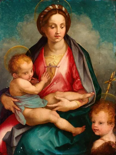 Madonna and Child with St John by Andrea del Sarto — digital art print download
