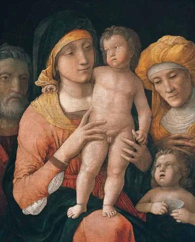 The Madonna And Child With Saints Joseph, Elizabeth, And John The Baptist by Андреа Мантенья — digital art print download