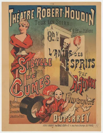 Théâtre Robert-Houdin… l'antre des esprits par Raynaly Sybille de Cumès, truc déposé. L'illusioniste Duperre by Имп. Эмиль…