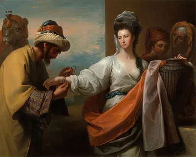 Isaac's Servant Tying The Bracelet On Rebecca's Arm by Benjamin West — digital art print download