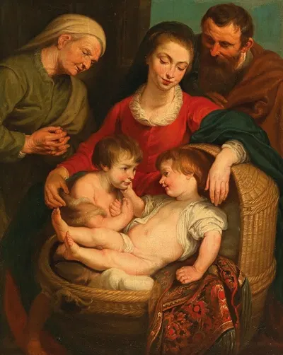 The Holy Family With Saint Elizabeth And The Infant Saint John by Последователь Питера Паула Рубенса — digital art print…