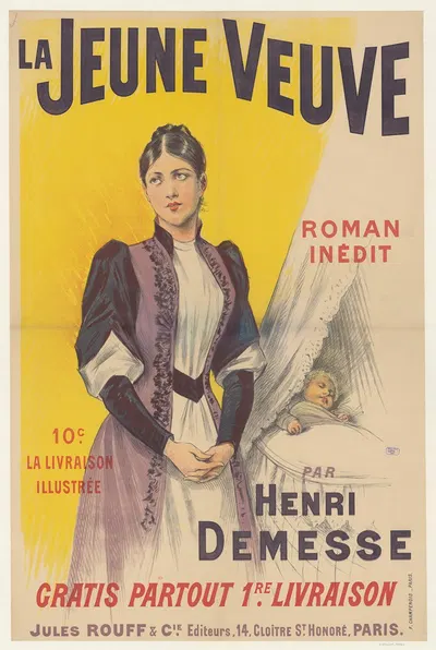 La jeune veuve. Roman inédit par Henri Demesse, 10c la livraison illustrée by Имп. Ф. Шампеноа, 1893 — digital art print…