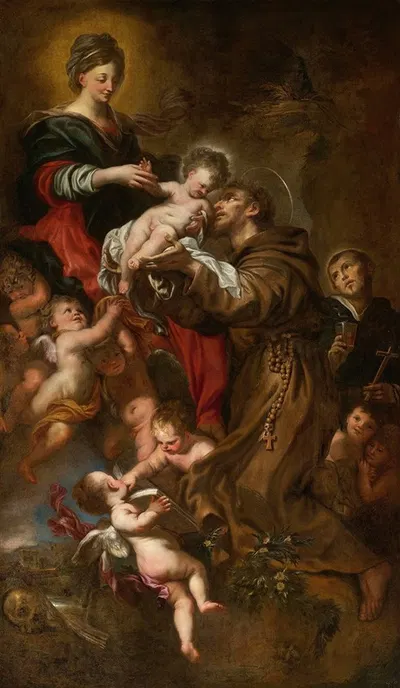 Madonna And Child Adored By Saint Francis Of Assisi by Доменико Пиола — digital art print download