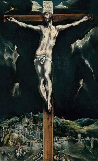 Christ Crucified With Toledo In The Background by Эль Греко (Доменикос Теотокопулос) — digital art print download