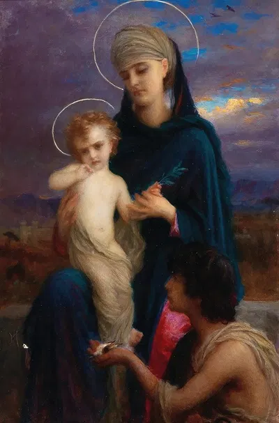 Madonna With Christ Child And A Boy by Ernest Hébert — digital art print download