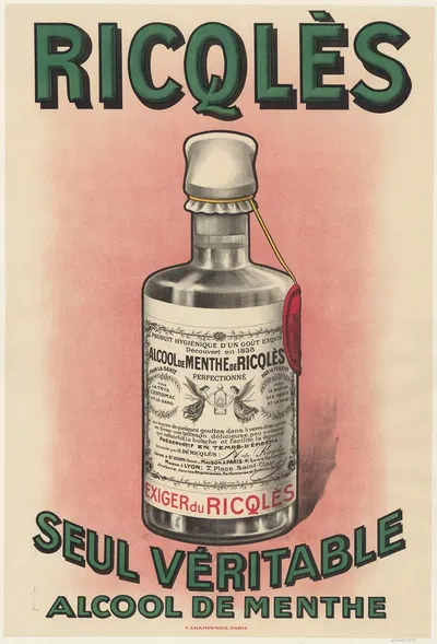 Ricqlès, seul véritable alcool de menthe by Имп. Ф. Шампеноа, 1908 — digital art print download