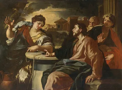 Christ And The Woman Of Samaria by Франческо Солимена — digital art print download