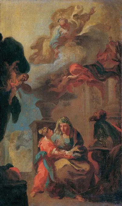 Die Unterweisung Mariens by Франц Антон Палько, 1720 — digital art print download