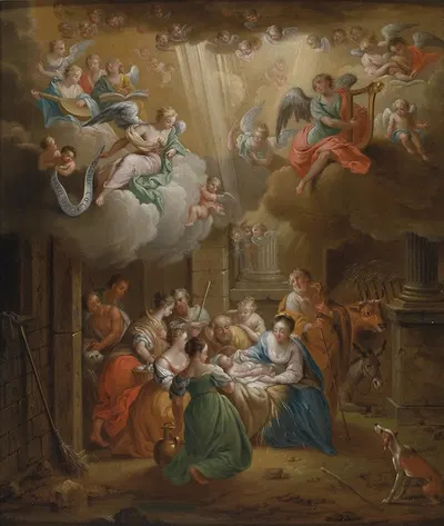 Adoration of the Shepherds by Франц Кристоф Яннек — digital art print download