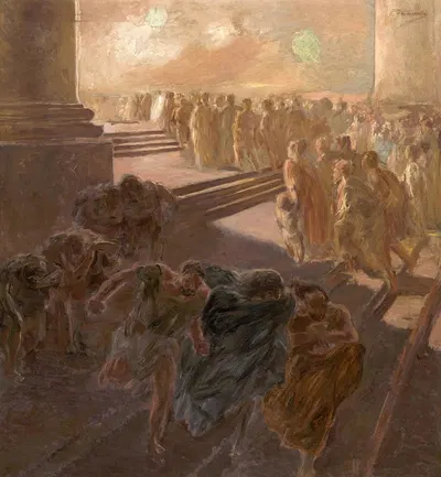 Driving The Merchants Out Of The Temple by Gaetano Previati — digital art print download