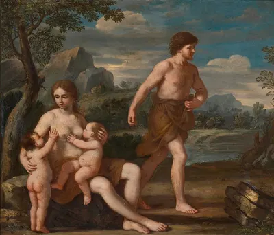 Adam And Eve With Cain And Abel by Giacinto Gimignani — digital art print download
