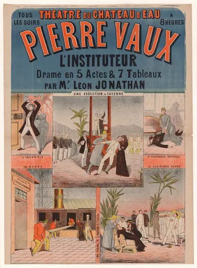 Théâtre du Château d'Eau… Pierre Vaux, l'instituteur by Imp. Franc, 1882 — digital art print download