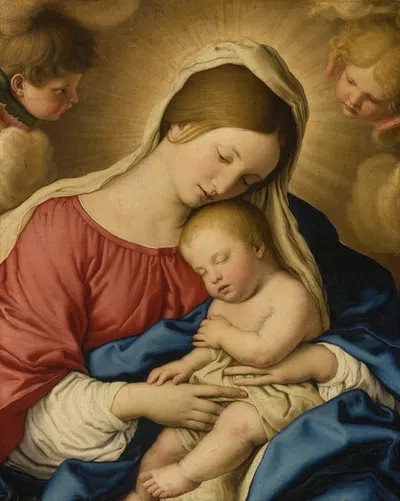 The Madonna And Child With Two Putti by Джованни Баттиста Сальви да Сассоферрато — digital art print download