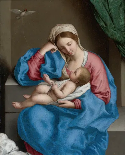 Madonna With The Infant Christ Child Holding A Goldfinch On A String by Джованни Баттиста Сальви да Сассоферрато — digital…
