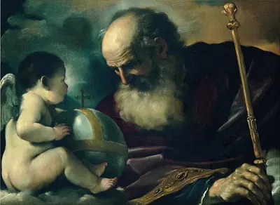 God The Father And Angel by Guercino, 1620 — digital art print download